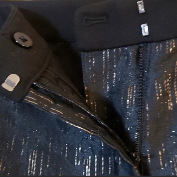 WHBM Black / Gold Brocade Ponte Jacquard Mixed Skinny Pants Size 0L - Picture 7 of 13